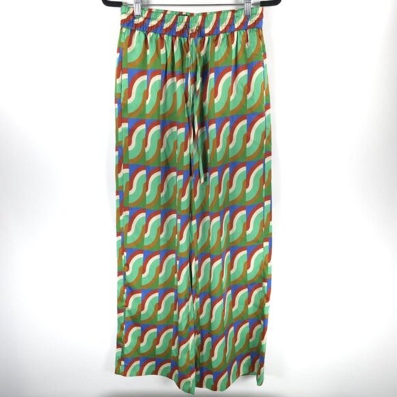 NWT ZARA Pants Pull On Wide Leg Satin Effect Aztec Pucci Printed 9006/175 MEDIUM - Picture 1 of 12